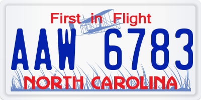 NC license plate AAW6783