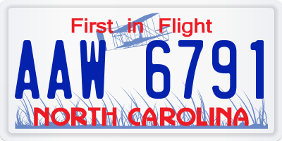 NC license plate AAW6791