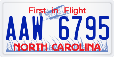 NC license plate AAW6795