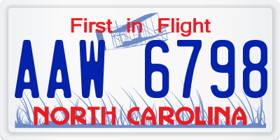 NC license plate AAW6798