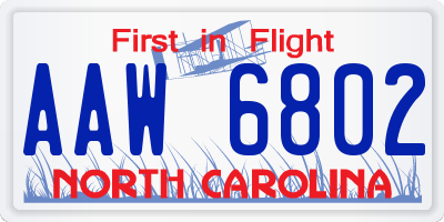 NC license plate AAW6802