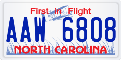 NC license plate AAW6808