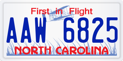 NC license plate AAW6825