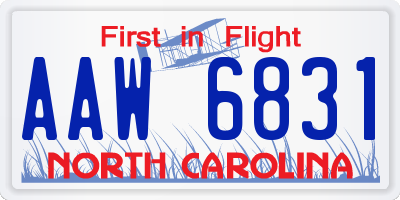 NC license plate AAW6831