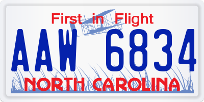 NC license plate AAW6834