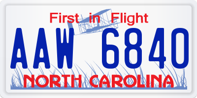 NC license plate AAW6840