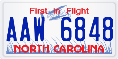NC license plate AAW6848