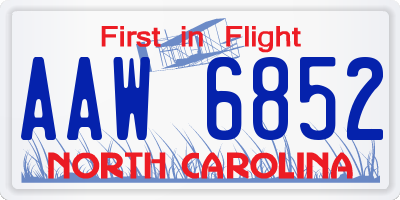 NC license plate AAW6852