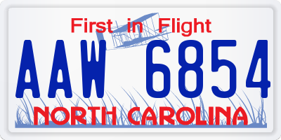 NC license plate AAW6854