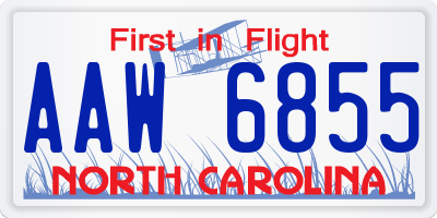 NC license plate AAW6855