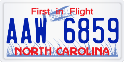 NC license plate AAW6859