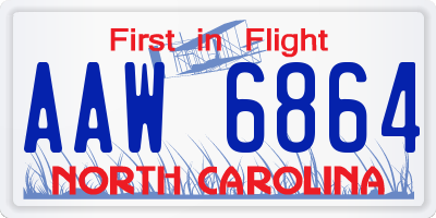 NC license plate AAW6864
