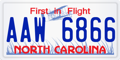 NC license plate AAW6866