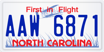 NC license plate AAW6871