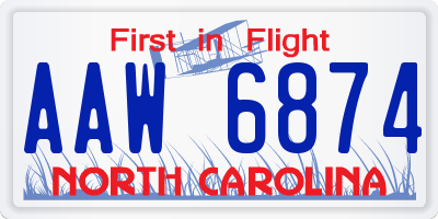 NC license plate AAW6874