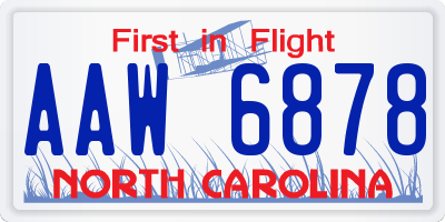 NC license plate AAW6878