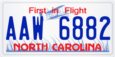 NC license plate AAW6882
