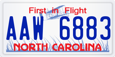 NC license plate AAW6883