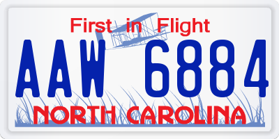 NC license plate AAW6884