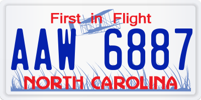 NC license plate AAW6887