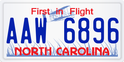 NC license plate AAW6896