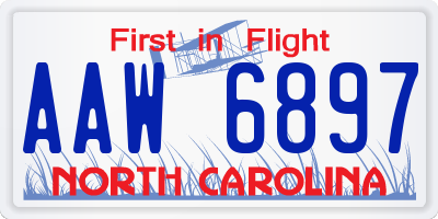 NC license plate AAW6897