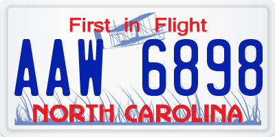 NC license plate AAW6898
