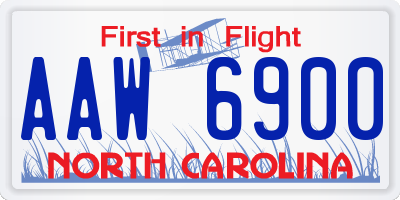 NC license plate AAW6900