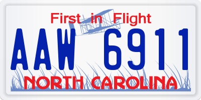 NC license plate AAW6911