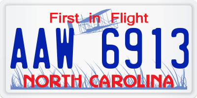 NC license plate AAW6913
