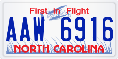 NC license plate AAW6916