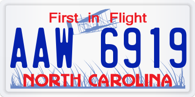 NC license plate AAW6919