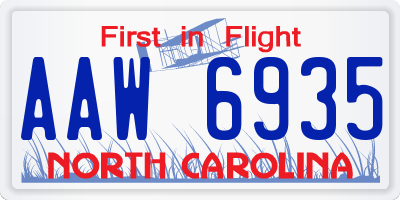 NC license plate AAW6935
