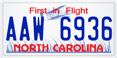 NC license plate AAW6936