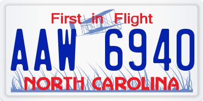 NC license plate AAW6940