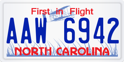 NC license plate AAW6942