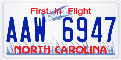 NC license plate AAW6947