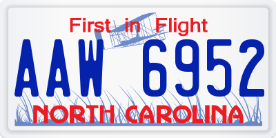 NC license plate AAW6952