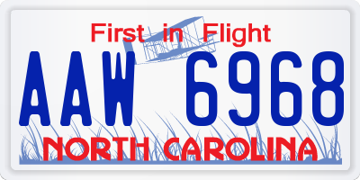NC license plate AAW6968