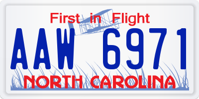 NC license plate AAW6971