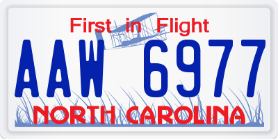 NC license plate AAW6977