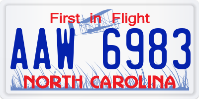 NC license plate AAW6983