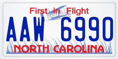 NC license plate AAW6990