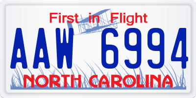 NC license plate AAW6994
