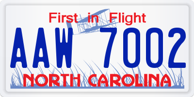 NC license plate AAW7002