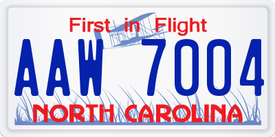 NC license plate AAW7004
