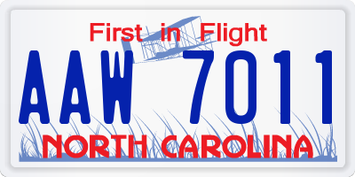 NC license plate AAW7011