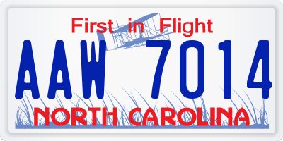 NC license plate AAW7014