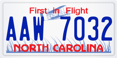 NC license plate AAW7032