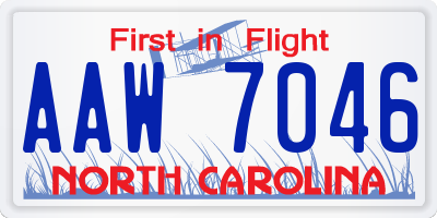 NC license plate AAW7046